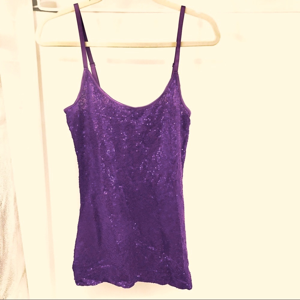 Purple Sequin Tank top spaghetti L